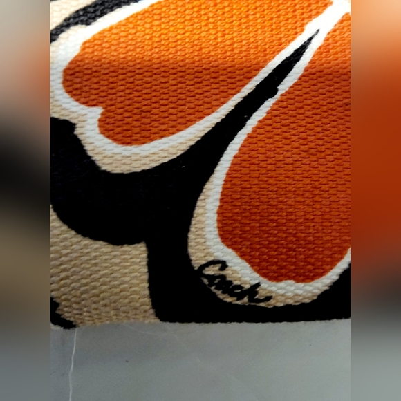 Coach Poppy Red patent leather and floral canvas with red bow 2 pocket wrislet - Picture 7 of 9